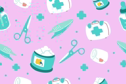 Cute Medical Seamless Pattern background for doctor, clinic or hospital vector