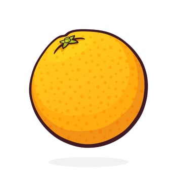 Cartoon illustration of whole orange. Healthy vegetarian food. vector