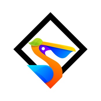 pelican  gradient icon logo design vector