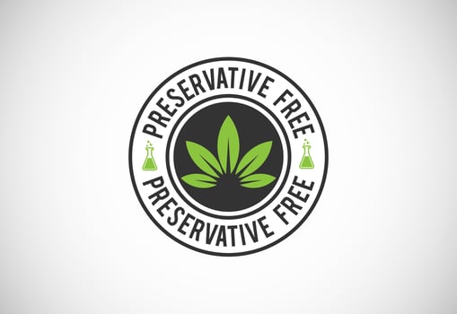 Preservatives free natural organic food package label. No additives, no preservatives. natural food. Vector illustration