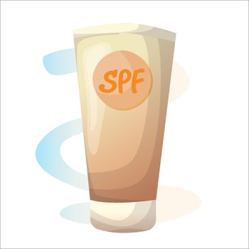 Illustration of a tube of sunscreen on a white background. cartoon style. Vector