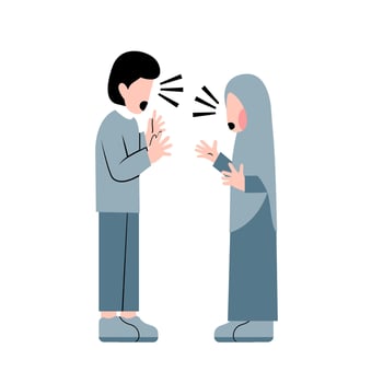 Muslim Couple Fighting Flat Illustration vector