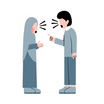 Muslim Couple Fighting Flat Illustration vector