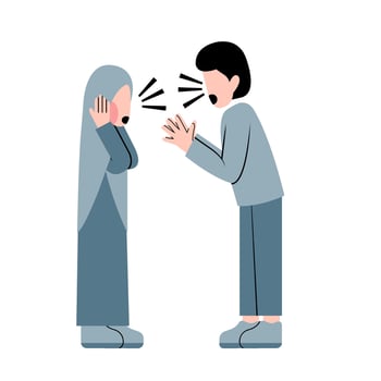 Muslim Couple Fighting Flat Illustration vector