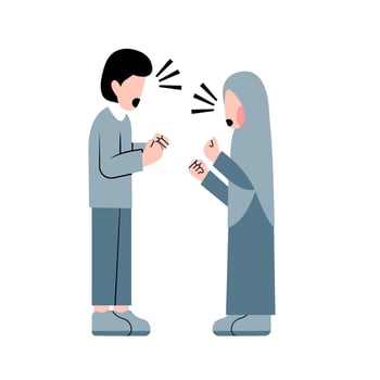Muslim Couple Fighting Flat Illustration vector