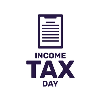 Income Tax Day logo with tax document icon in flat design vector