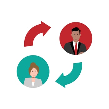Reverse mentoring is when a more junior employee mentors someone more senior than them vector