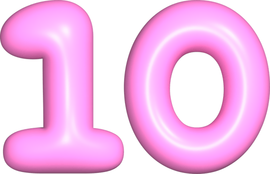 Pink 3D Number 10 png