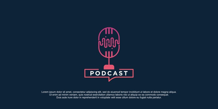 Podcast logo template with creative concept and style design vector