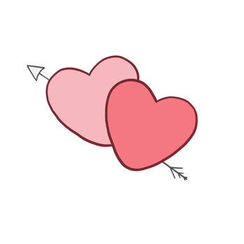 hearts with cupid's arrow png