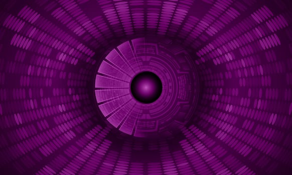 Modern Holographic Eye on Technology Background vector