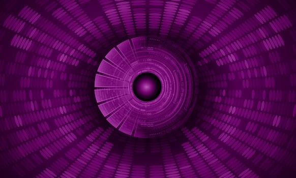 Modern Holographic Eye on Technology Background vector