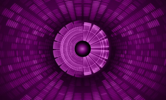 Modern Holographic Eye on Technology Background vector