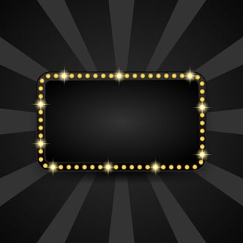 Empty golden banner with lamp and black background vector