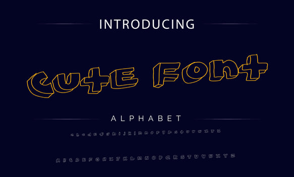 Colorful stylized font and alphabet vector