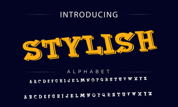 Colorful stylized font and alphabet vector