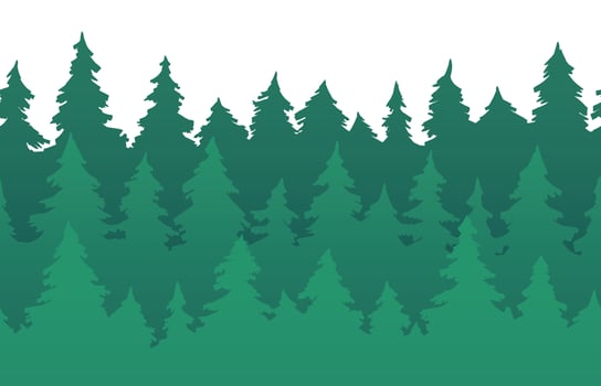 Forest fir trees seamless pattern. Pine silhouette, nature forests and green tree silhouettes vector background illustration