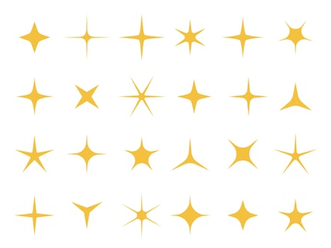 Shiny stars. Sparkle light, bright star and sparkles shape vector set