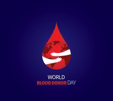 World Blood Donor Day vector illustration. Blood donation awareness dark poster design. Hemophilia or blood cancer day concept.