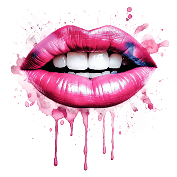 Pink watercolor lips. Illustration png