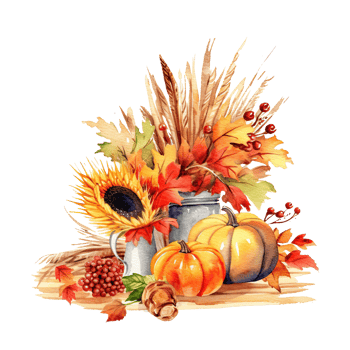 Watercolor Thanksgiving Day Natural Background. Illustration png