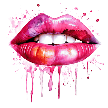 Pink watercolor lips. Illustration png