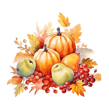 Watercolor Thanksgiving Day Natural Background. Illustration png