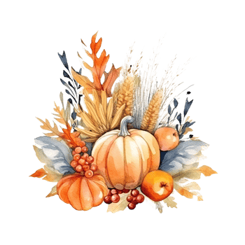 Watercolor Thanksgiving Day Natural Background. Illustration png