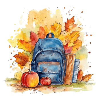 Watercolor back to school background. Illustration png