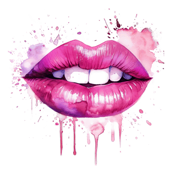 Pink watercolor lips. Illustration png