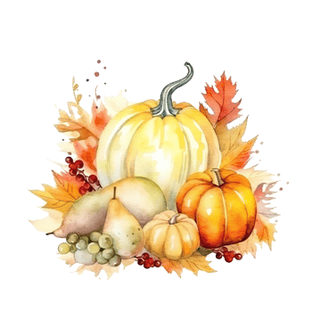 Watercolor Thanksgiving Day Natural Background. Illustration png