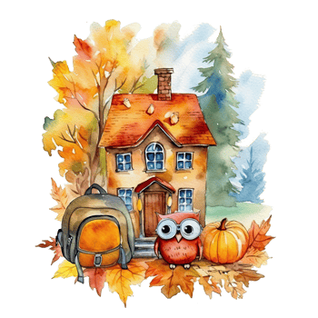 Watercolor back to school background. Illustration png
