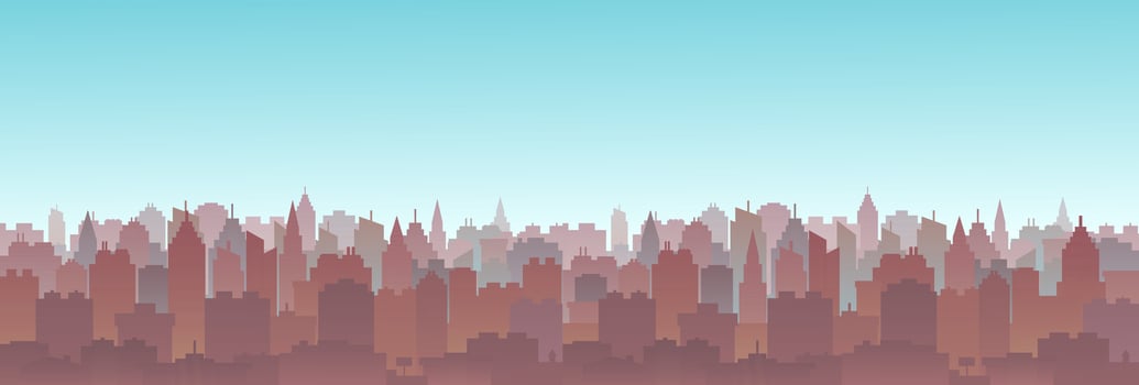Cityscape skyline vector illustration. City buildings cartoon style scape.