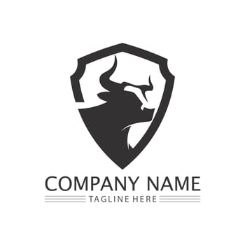 bull and cow logo design icon vector horn animals