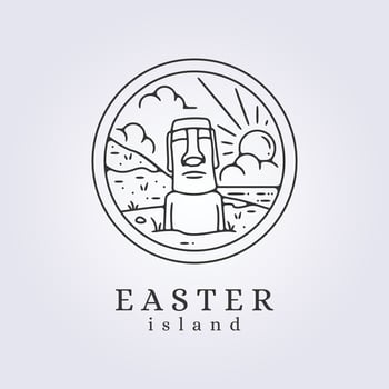 moai easter island line art vector illustration template background icon logo design