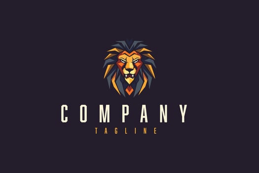 Lion head logo template design vector