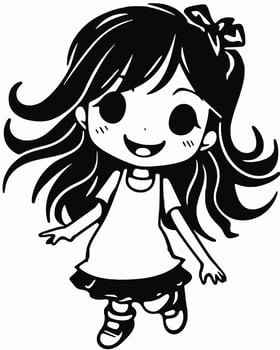 cute cartoon girl skipping vector