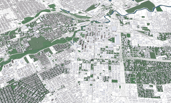 3D illustration of Houston mass building in transparent png