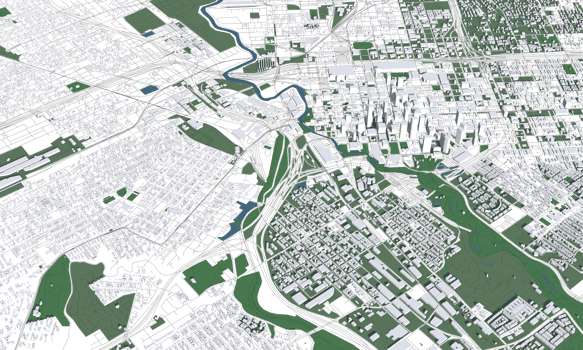 3D illustration of Houston mass building in transparent png