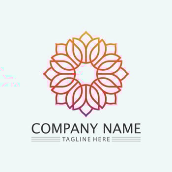 Flower logo. The circular logo. Logo of the flower. Stylized flower. Petals. Simple logo. The brand name  emblem  logo. Mandala. Logo boutique. Logotype for beauty. Logo for flower shop. vector