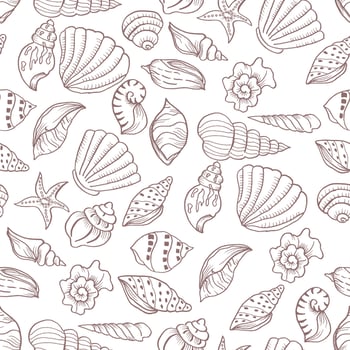 Hand Drawn Sea Shell Seamless Pattern vector