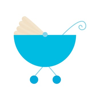 baby stroller pram carriage blue illustration vector