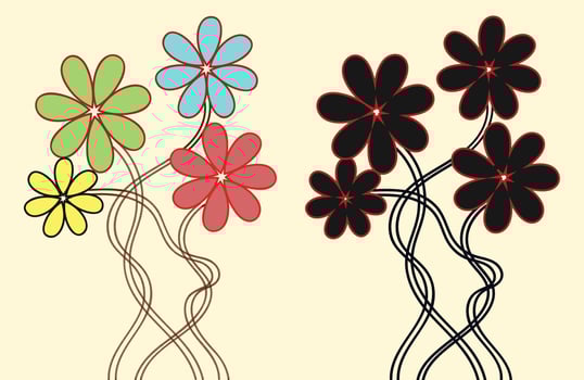 Beautful Hand drawn Flowers vector illustration for wedding invitations, card, poster, banner, greeting card, textbooks, coloring books Pro Vector