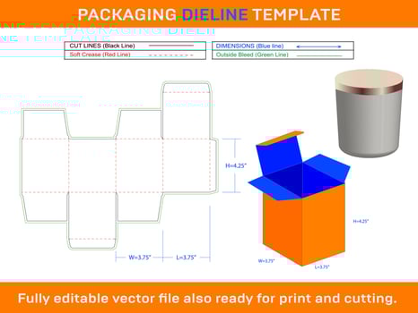 Jar Candle Box Dieline Templte vector