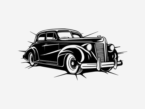 old car hand drawn logo design illustration vector