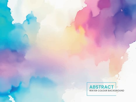 Modern hand painted watercolor sky and clouds vector background or elegant card design with abstract blue ink waves and cloud splashes on white color