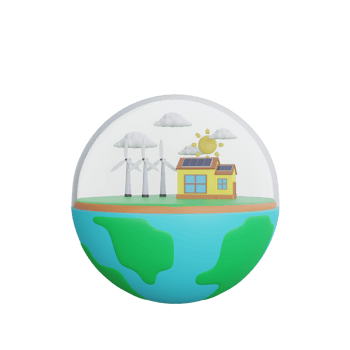 3d rendering of a wind turbine and solar panels ecology concept png