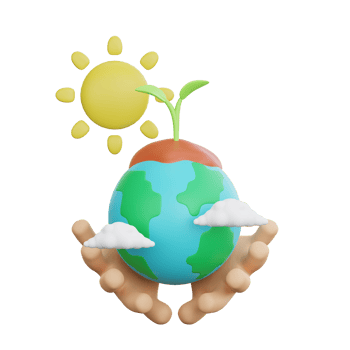 3d render of hand holding earth growing plant ecology concept png