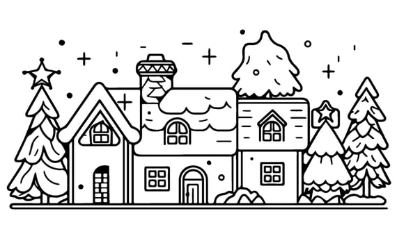 Xmas winter coloring page, kid, children, illustration, Christmas, Santa Clause. vector