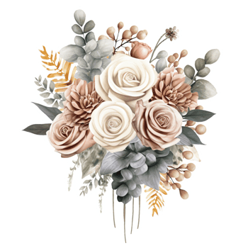 Watercolor wedding bouquet sticker. png